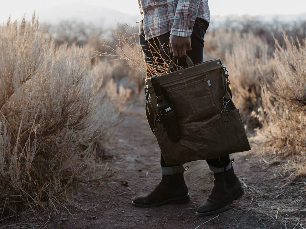 Harvesting & Gathering Bag- Waxed Canvas: Slate Gray